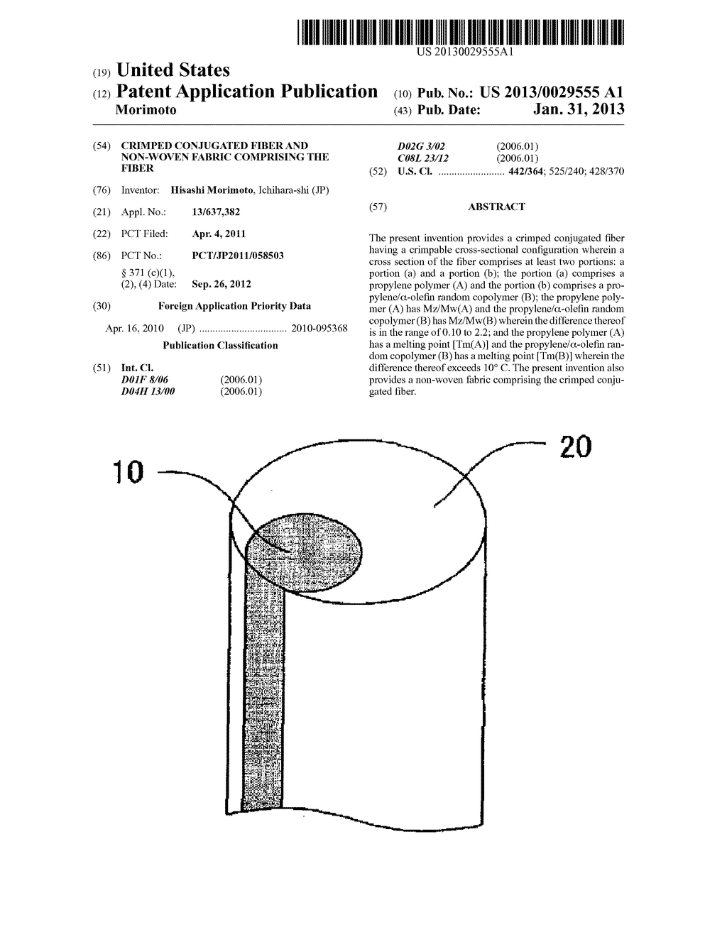 CRIMPED CONJUGATED FIBER AND NON-WOVEN FABRIC COMPRISING THE FIBER - diagram, schematic, and image 01