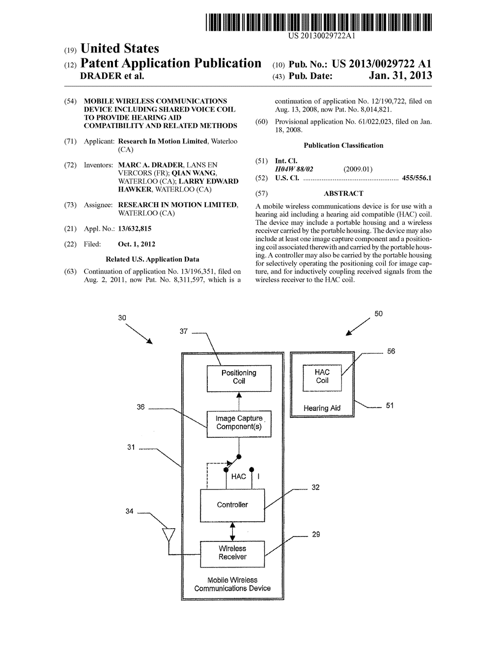 MOBILE WIRELESS COMMUNICATIONS DEVICE INCLUDING SHARED VOICE COIL TO     PROVIDE HEARING AID COMPATIBILITY AND RELATED METHODS - diagram, schematic, and image 01