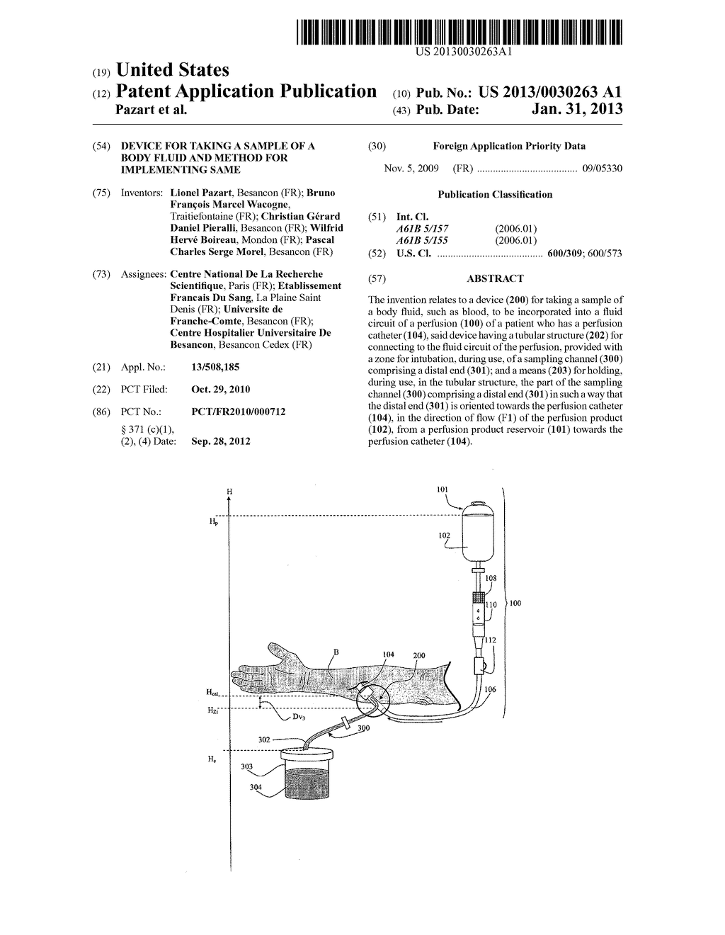 Device for Taking a Sample of a Body Fluid and Method for Implementing     Same - diagram, schematic, and image 01