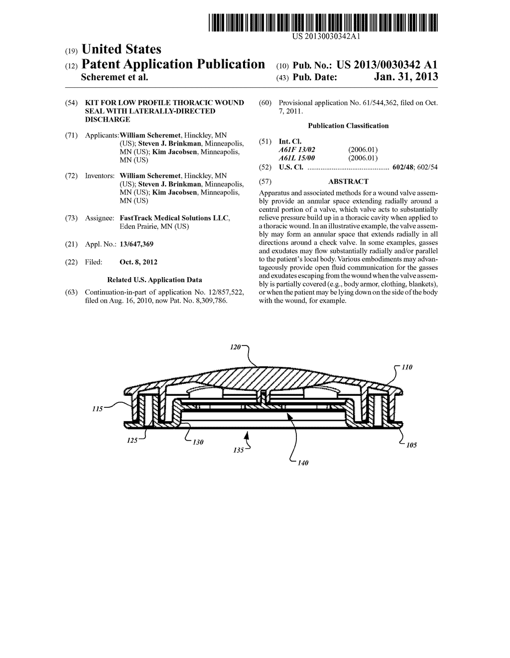 KIT FOR LOW PROFILE THORACIC WOUND SEAL WITH LATERALLY-DIRECTED DISCHARGE - diagram, schematic, and image 01