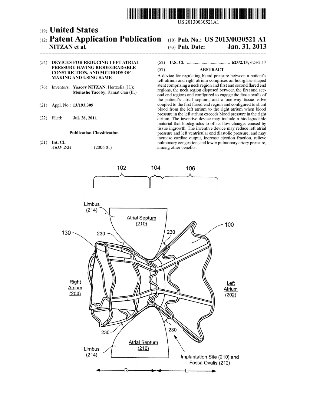 DEVICES FOR REDUCING LEFT ATRIAL PRESSURE HAVING BIODEGRADABLE     CONSTRICTION, AND METHODS OF MAKING AND USING SAME - diagram, schematic, and image 01