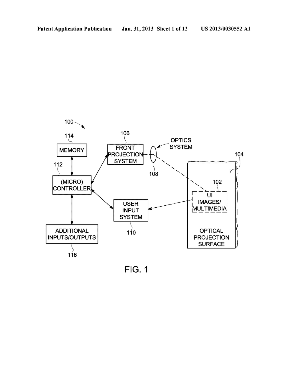 OPTICALLY-PROJECTED USER INTERFACE FOR APPLIANCES - diagram, schematic, and image 02