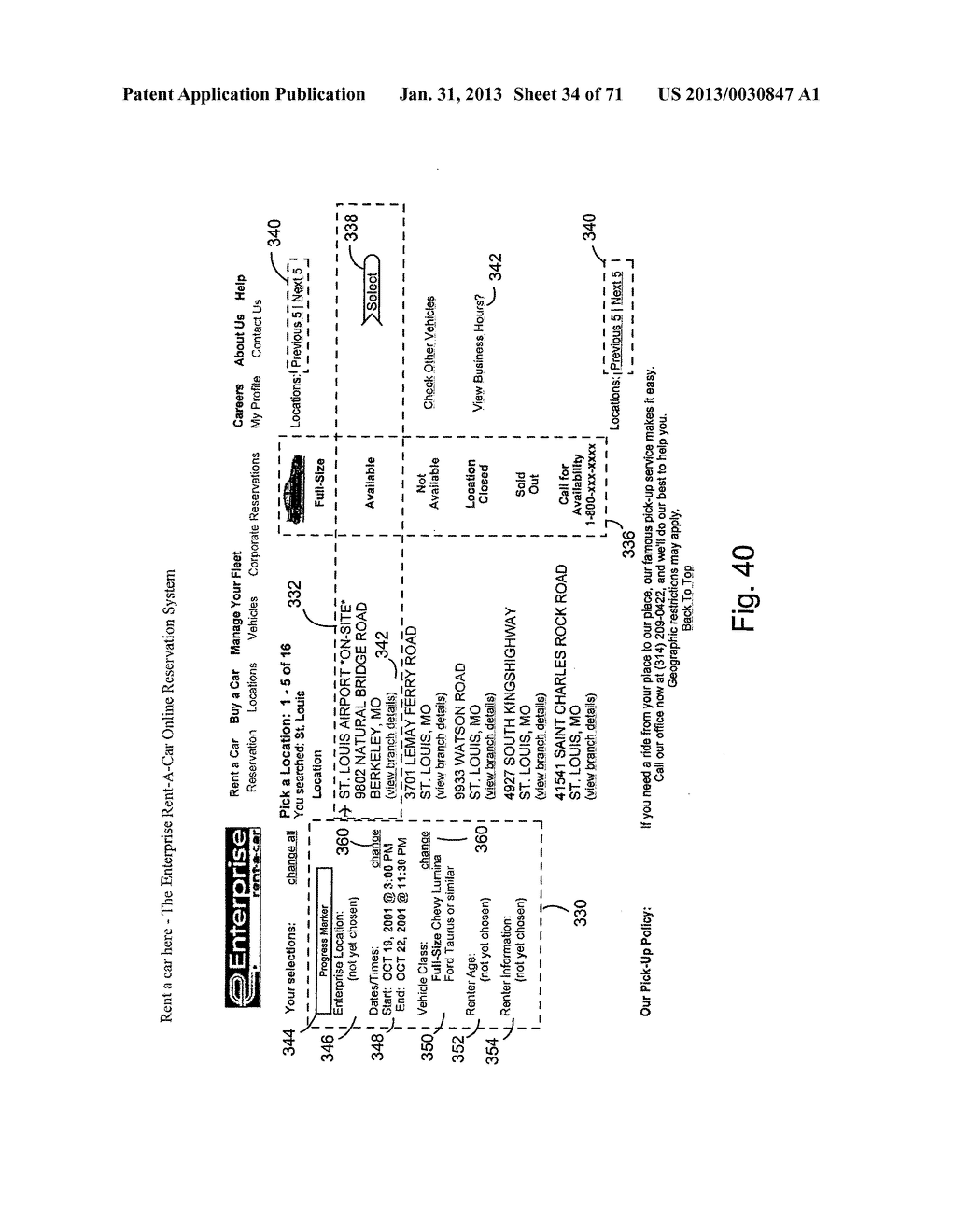 Method and Apparatus for Expedited Rental Vehicle Reservation Creation     Following a Previous Reservation - diagram, schematic, and image 35