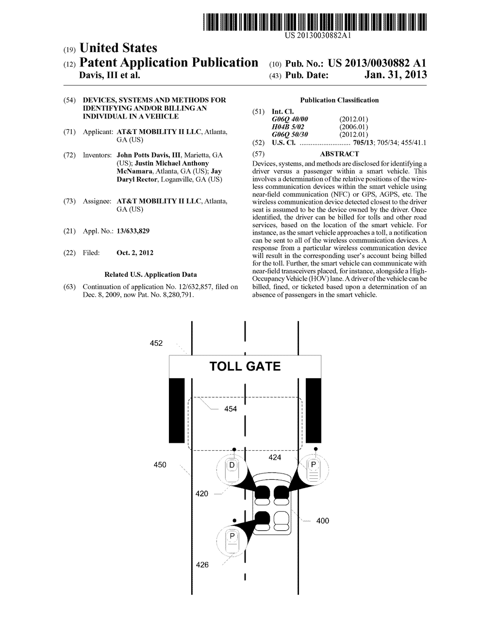 Devices, Systems and Methods for Identifying and/or Billing an Individual     in a Vehicle - diagram, schematic, and image 01