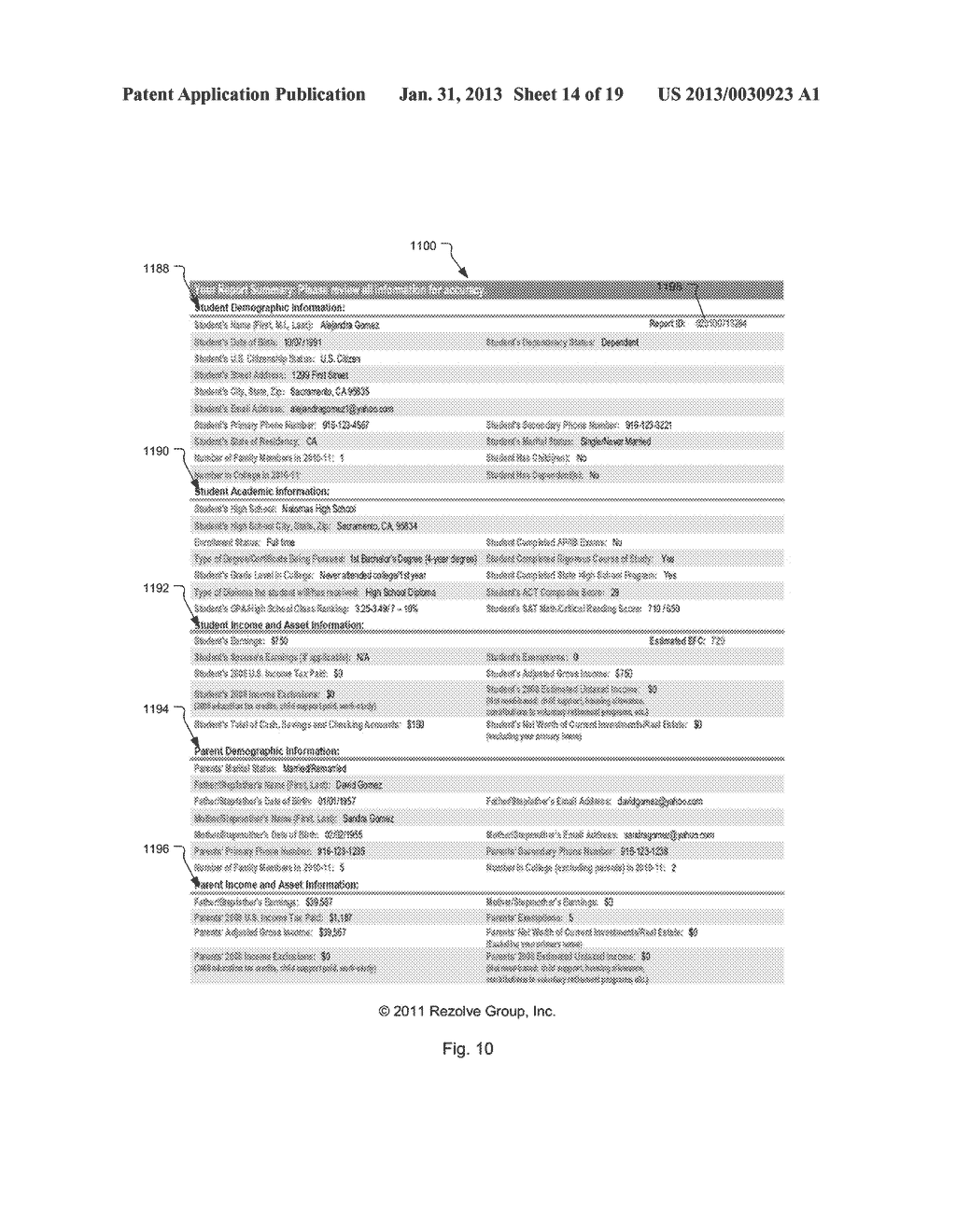 Method and System for Document Generation from Projected Financial Aid     Award - diagram, schematic, and image 15