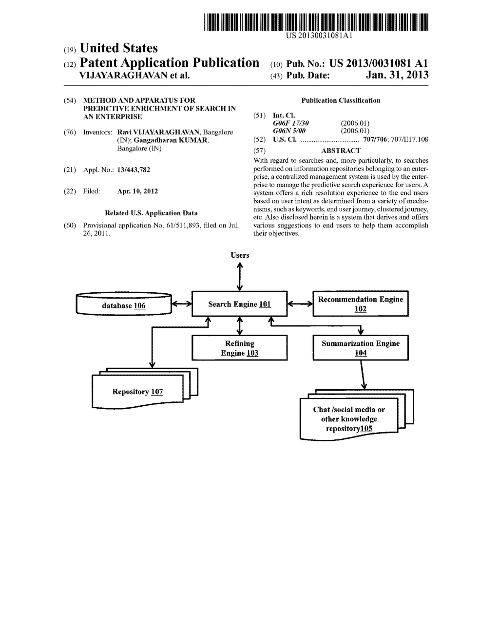 METHOD AND APPARATUS FOR PREDICTIVE ENRICHMENT OF SEARCH IN AN ENTERPRISE - diagram, schematic, and image 01