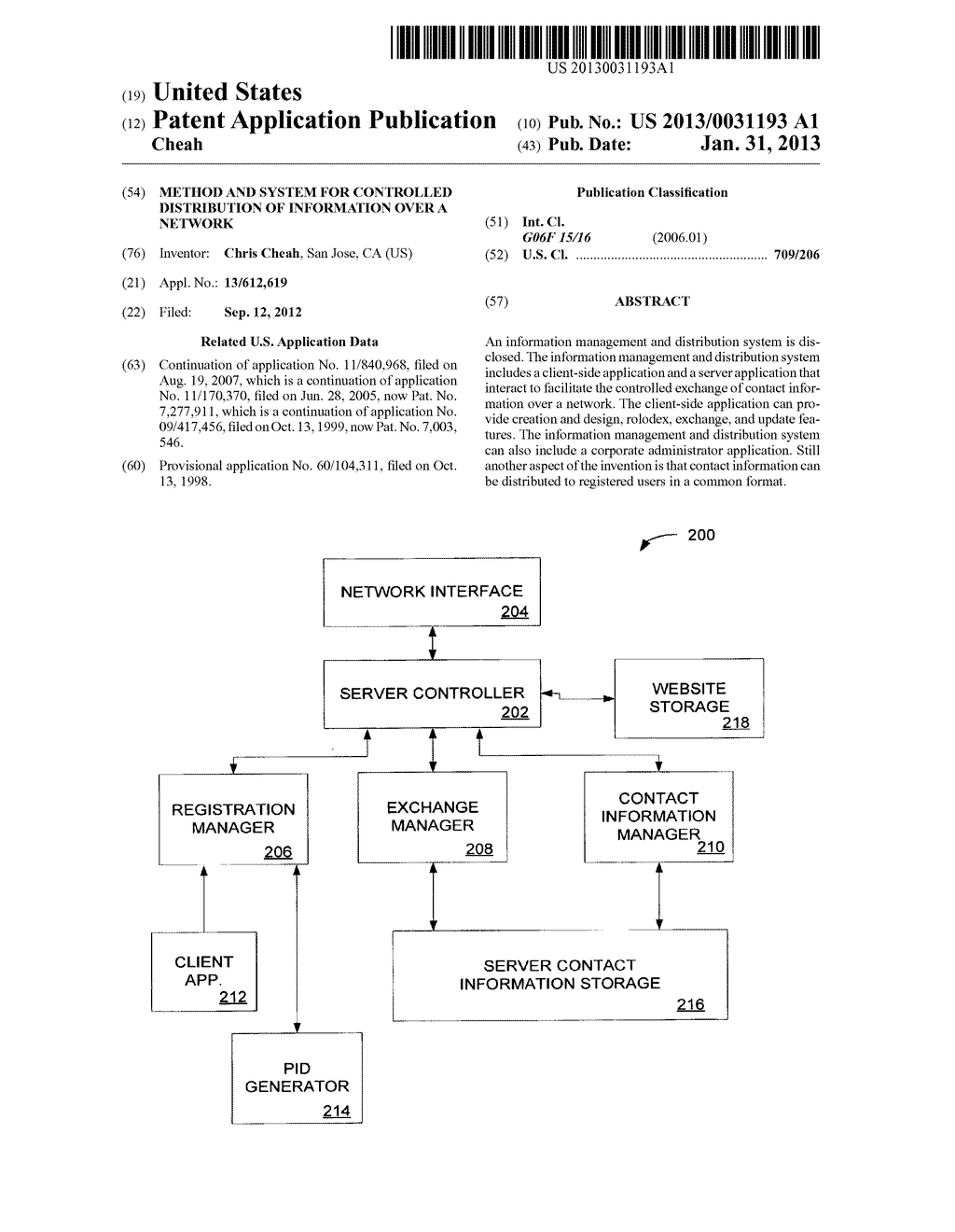 Method and System for Controlled Distribution of Information Over a     Network - diagram, schematic, and image 01