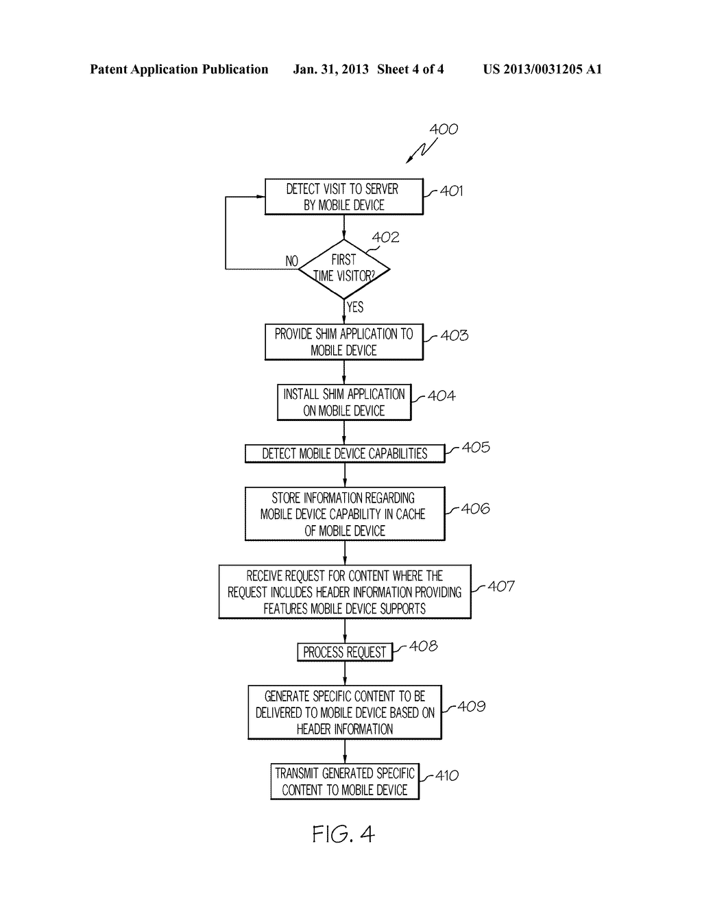 TAILORING CONTENT TO BE DELIVERED TO MOBILE DEVICE BASED UPON FEATURES OF     MOBILE DEVICE - diagram, schematic, and image 05