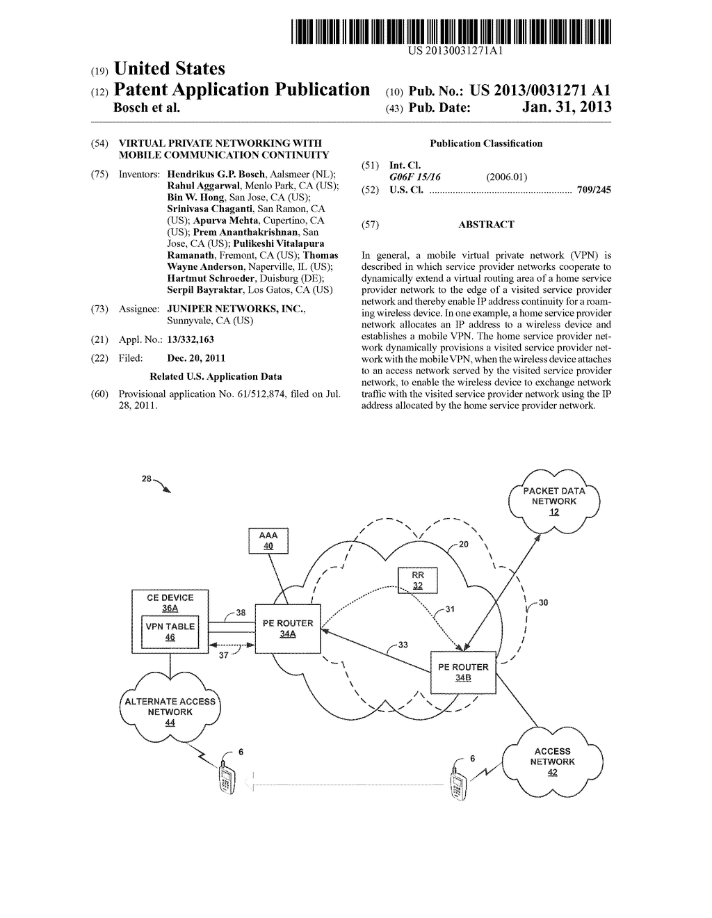 VIRTUAL PRIVATE NETWORKING WITH MOBILE COMMUNICATION CONTINUITY - diagram, schematic, and image 01