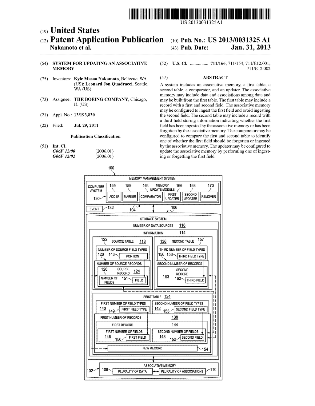 System for Updating an Associative Memory - diagram, schematic, and image 01