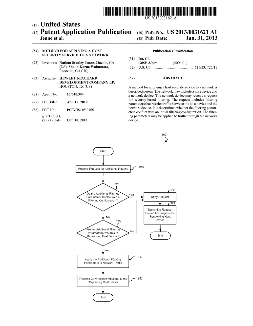 METHOD FOR APPLYING A HOST SECURITY SERVICE TO A NETWORK - diagram, schematic, and image 01