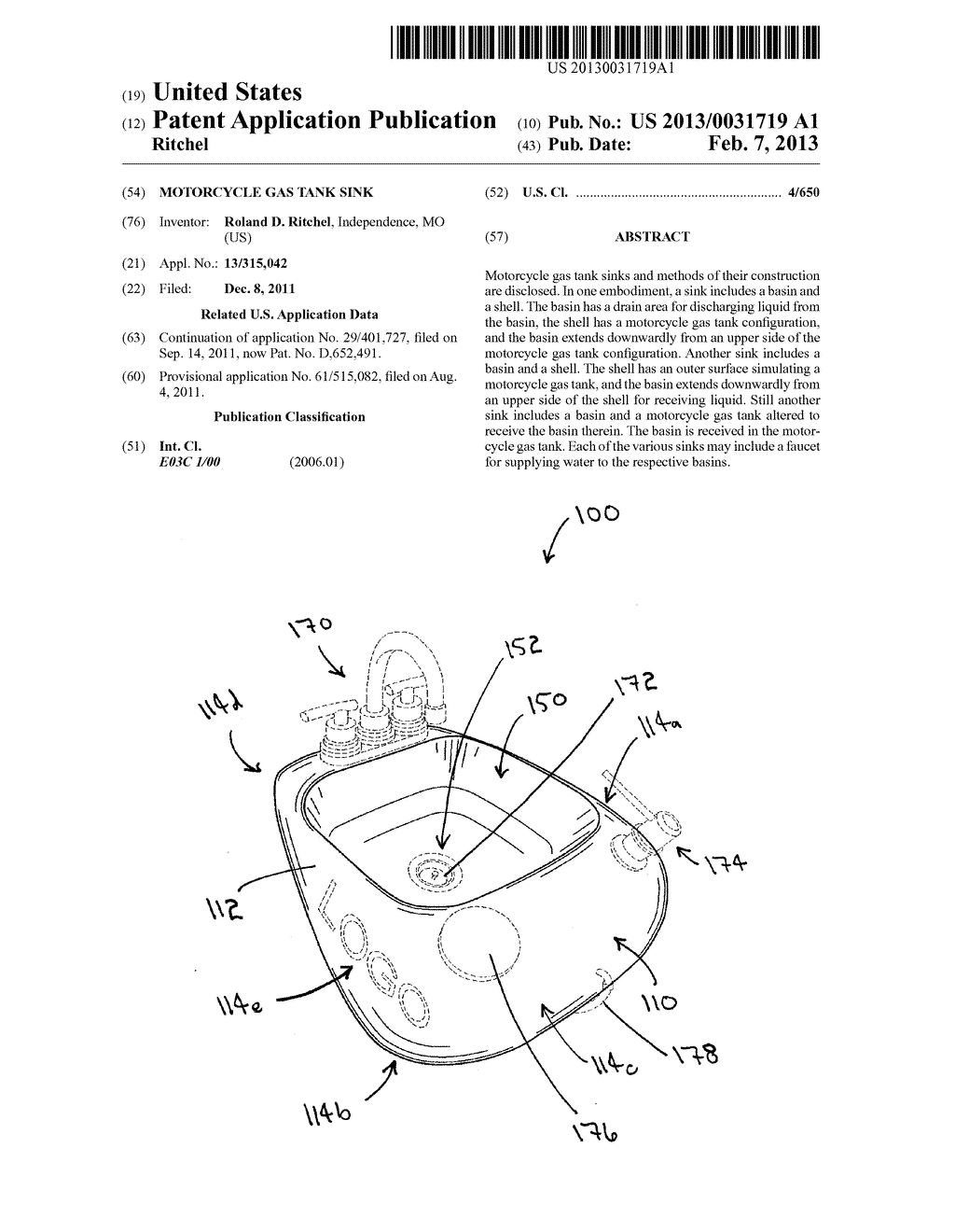 Motorcycle Gas Tank Sink - diagram, schematic, and image 01