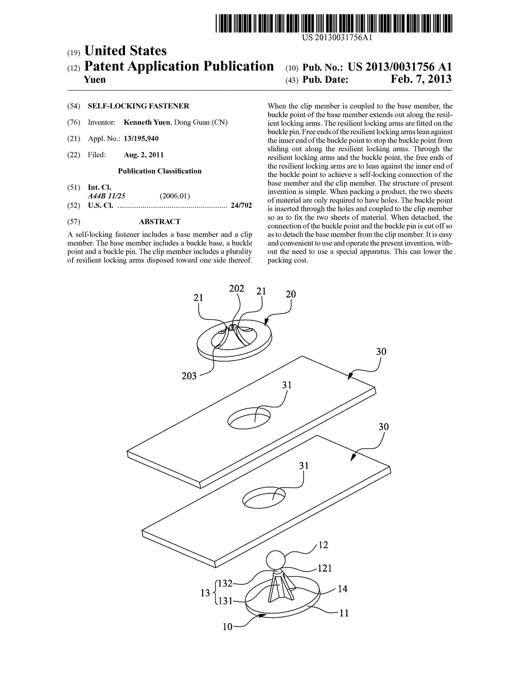 Self-Locking Fastener - diagram, schematic, and image 01