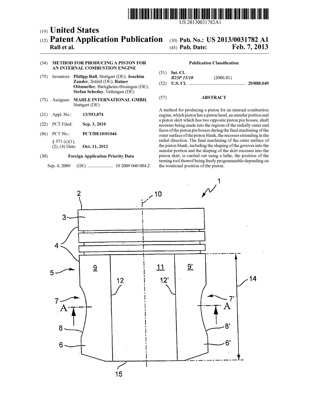 METHOD FOR PRODUCING A PISTON FOR AN INTERNAL COMBUSTION ENGINE - diagram, schematic, and image 01