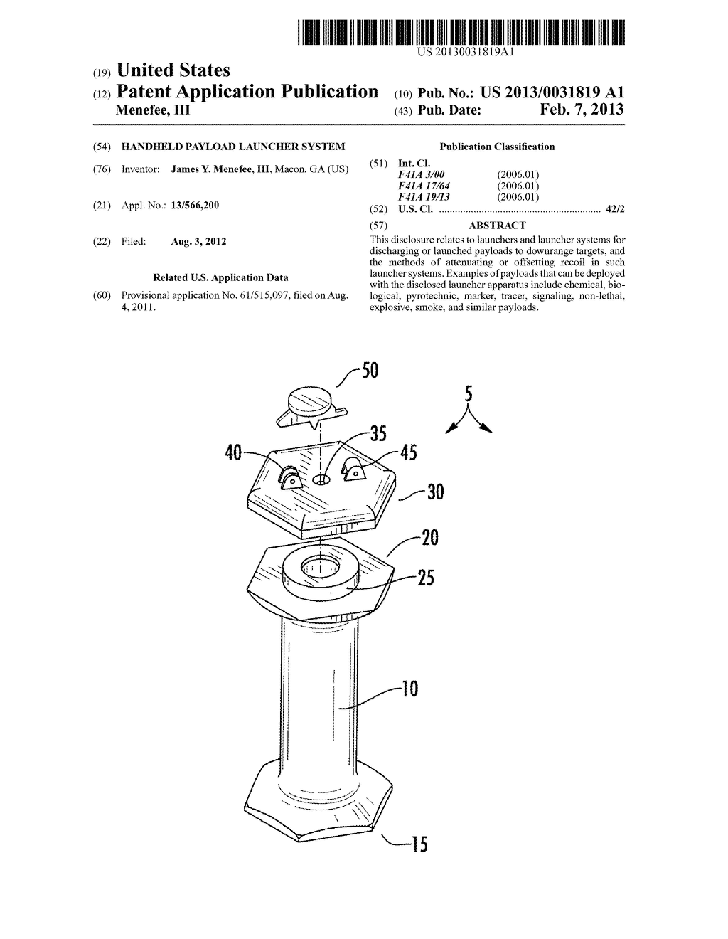 HANDHELD PAYLOAD LAUNCHER SYSTEM - diagram, schematic, and image 01