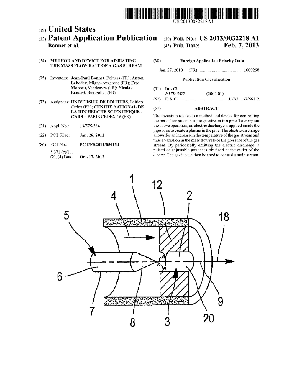 METHOD AND DEVICE FOR ADJUSTING THE MASS FLOW RATE OF A GAS STREAM - diagram, schematic, and image 01