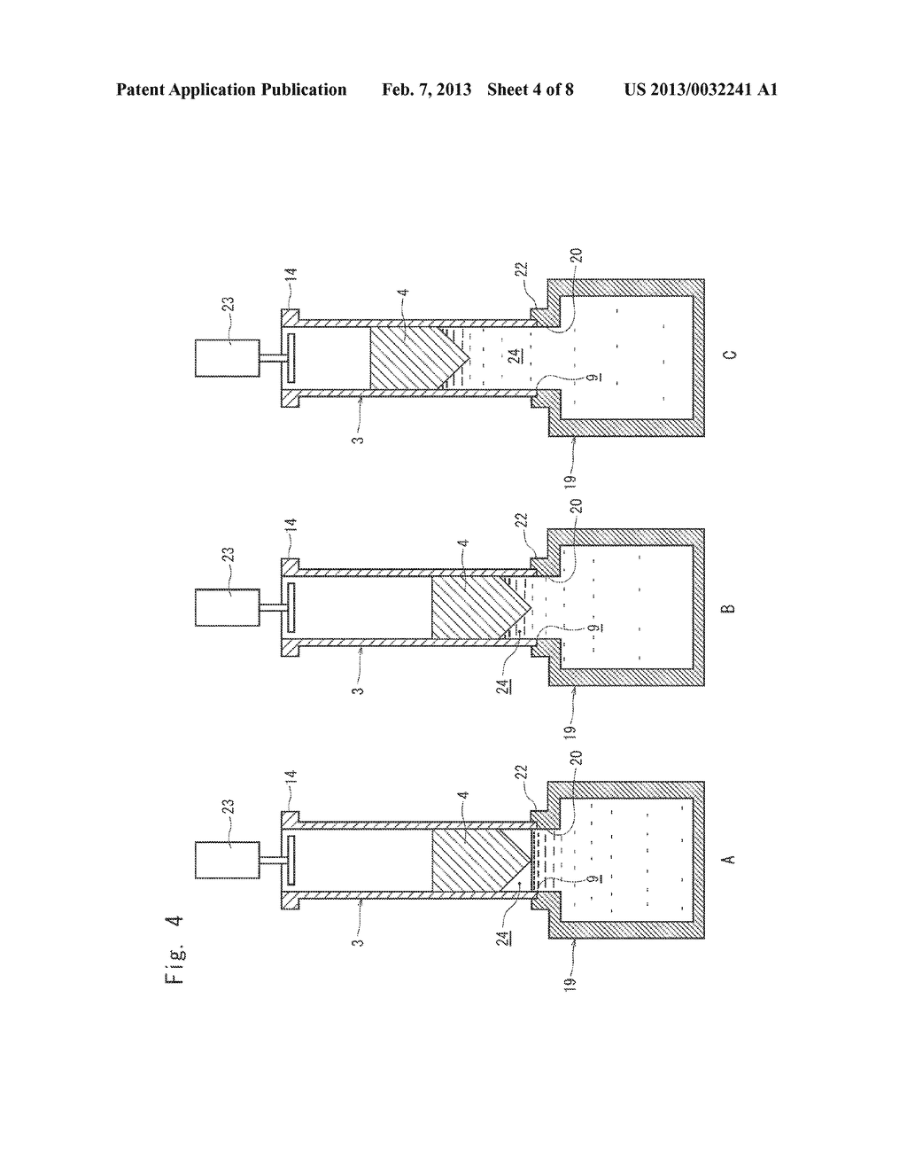 EJECTION DEVICE AND METHOD OF FILLING THE EJECTION DEVICE WITH A MATERIAL - diagram, schematic, and image 05