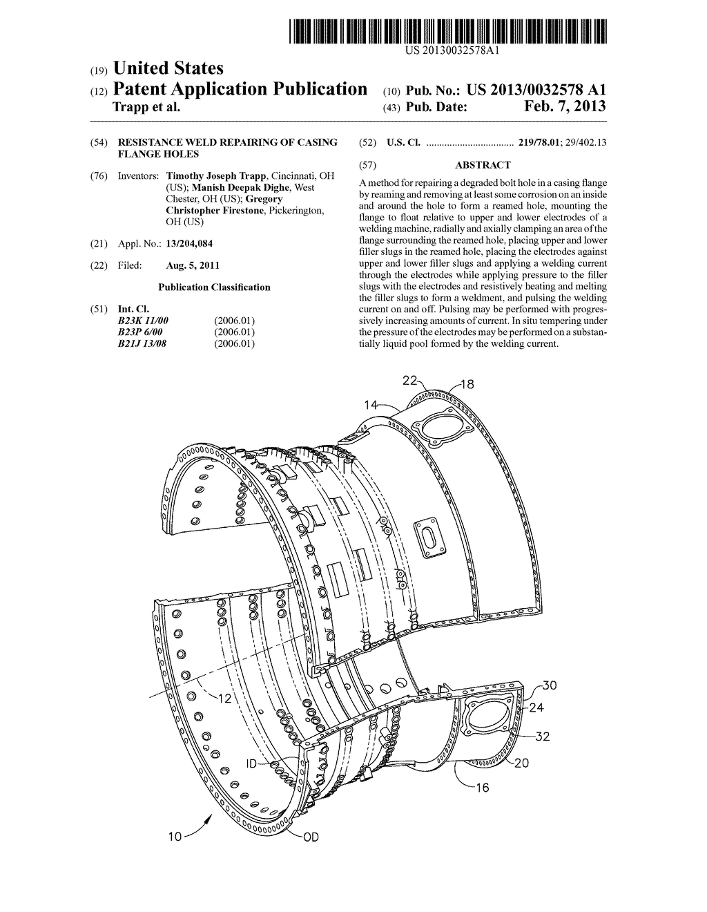 RESISTANCE WELD REPAIRING OF CASING FLANGE HOLES - diagram, schematic, and image 01