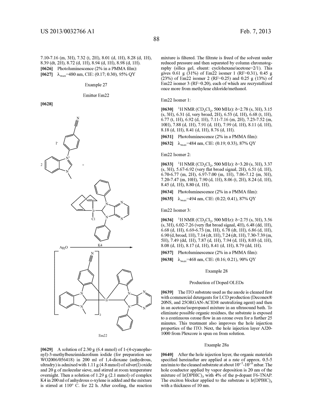 METAL COMPLEXES COMPRISING DIAZABENZIMIDAZOLOCARBENE LIGANDS AND THE USE     THEREOF IN OLEDS - diagram, schematic, and image 89