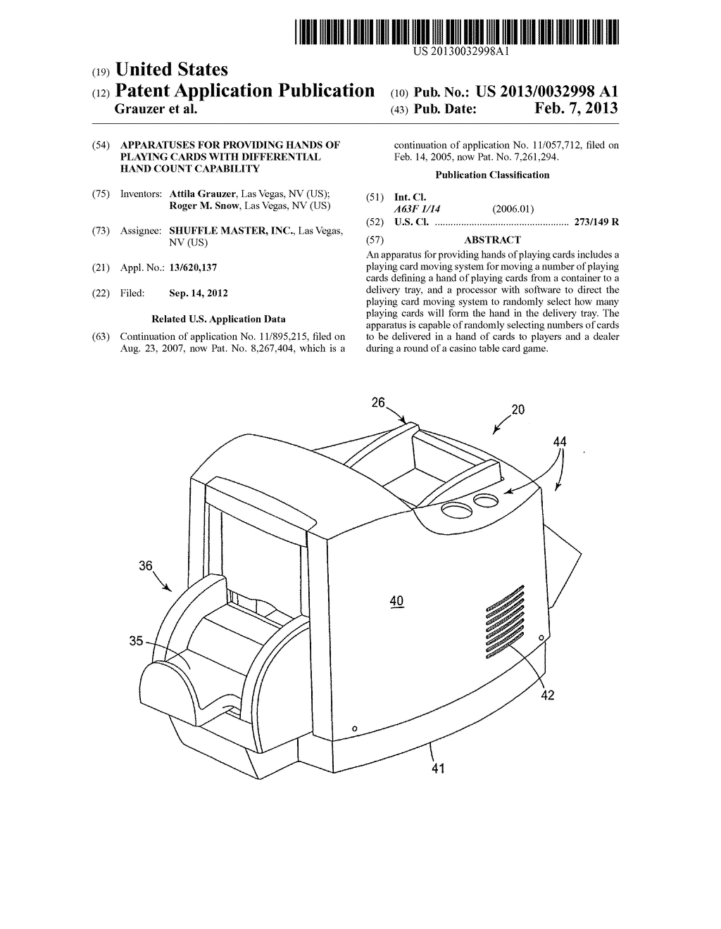 APPARATUSES FOR PROVIDING HANDS OF PLAYING CARDS WITH DIFFERENTIAL HAND     COUNT CAPABILITY - diagram, schematic, and image 01