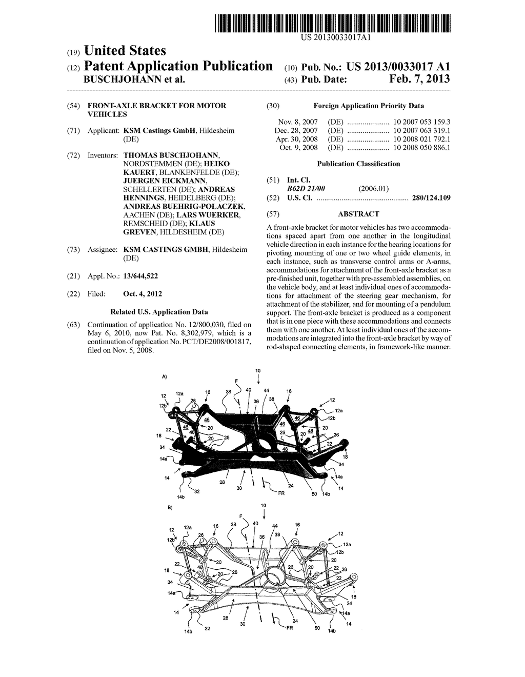 FRONT-AXLE BRACKET FOR MOTOR VEHICLES - diagram, schematic, and image 01