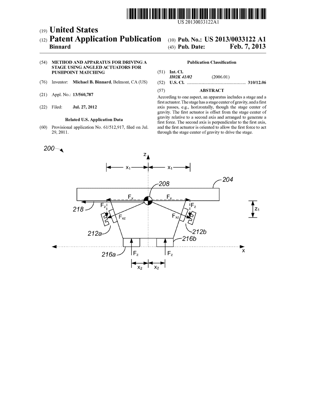 METHOD AND APPARATUS FOR DRIVING A STAGE USING ANGLED ACTUATORS FOR     PUSHPOINT MATCHING - diagram, schematic, and image 01