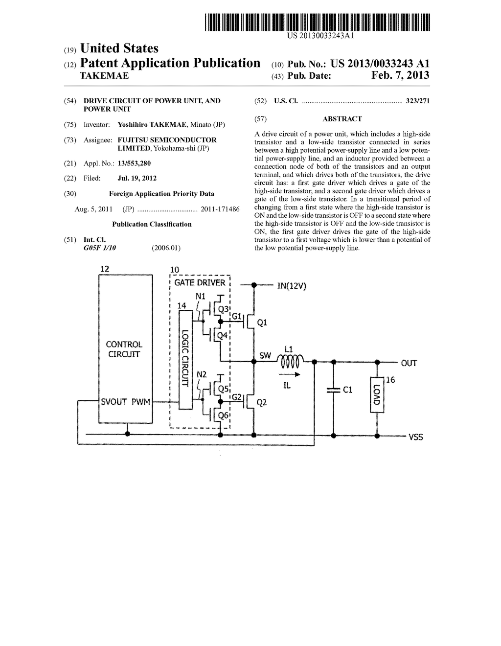 DRIVE CIRCUIT OF POWER UNIT, AND POWER UNIT - diagram, schematic, and image 01