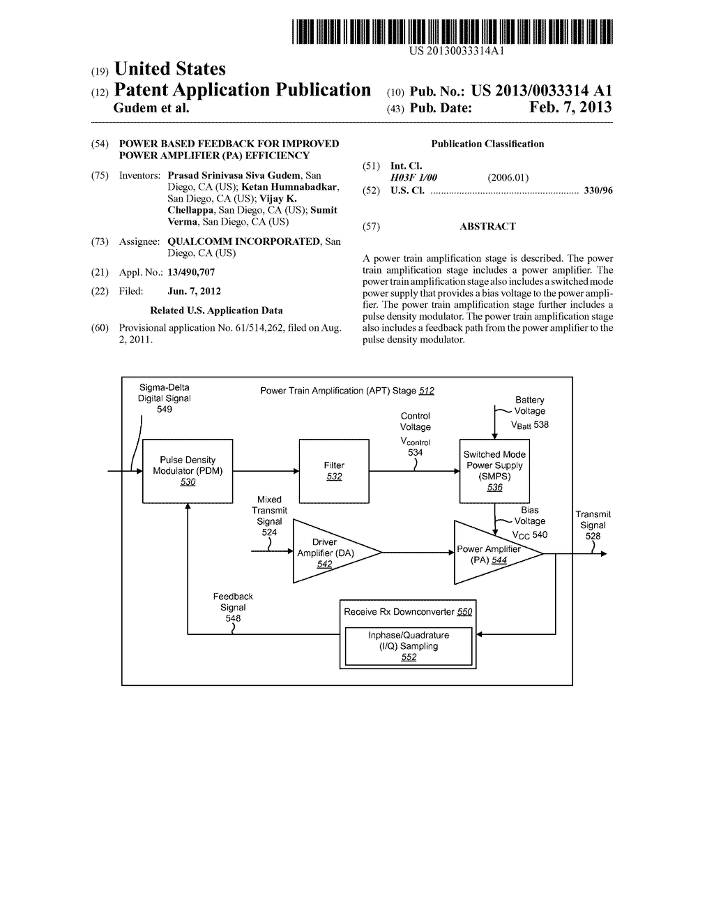 POWER BASED FEEDBACK FOR IMPROVED POWER AMPLIFIER (PA) EFFICIENCY - diagram, schematic, and image 01