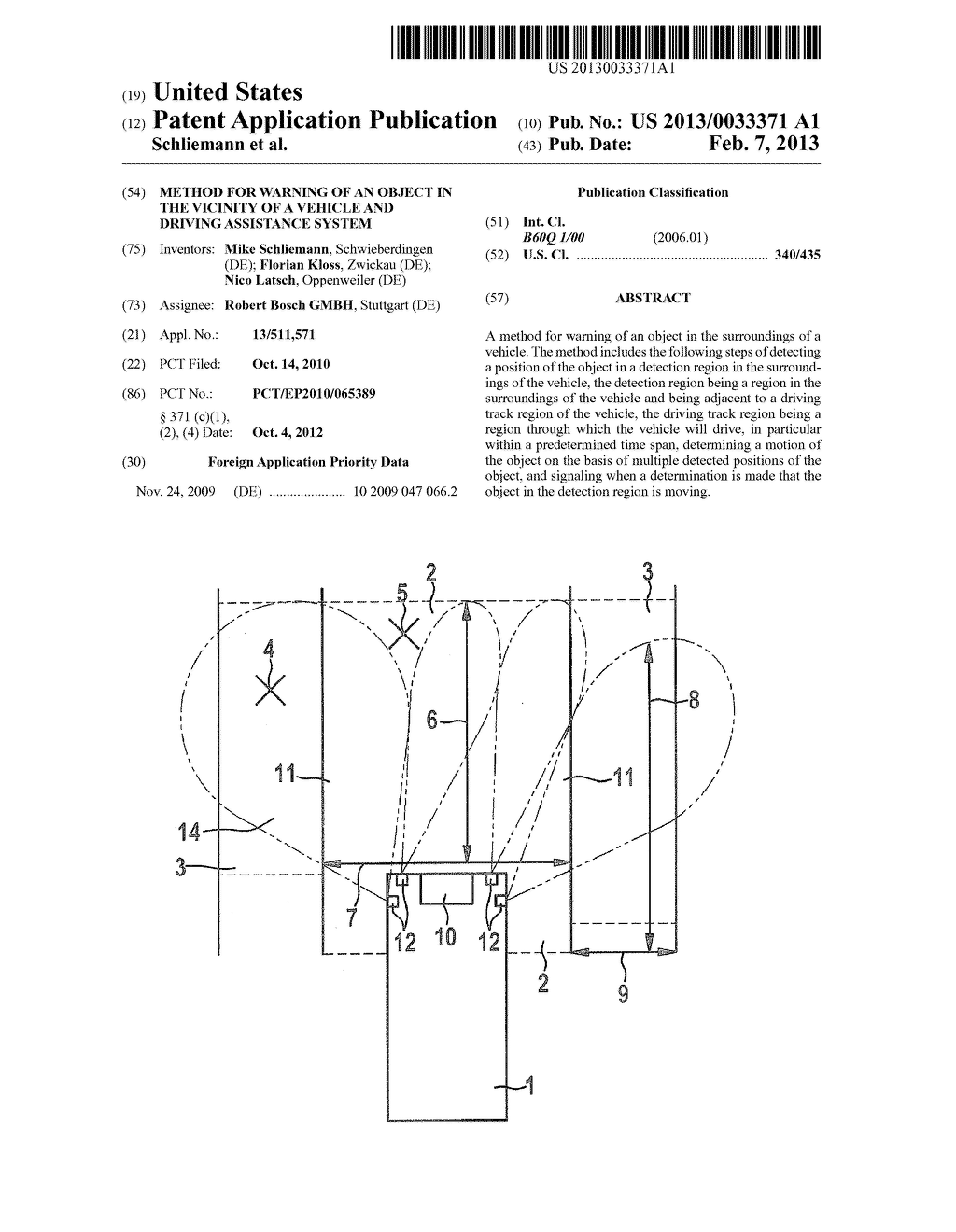 METHOD FOR WARNING OF AN OBJECT IN THE VICINITY OF A VEHICLE AND DRIVING     ASSISTANCE SYSTEM - diagram, schematic, and image 01