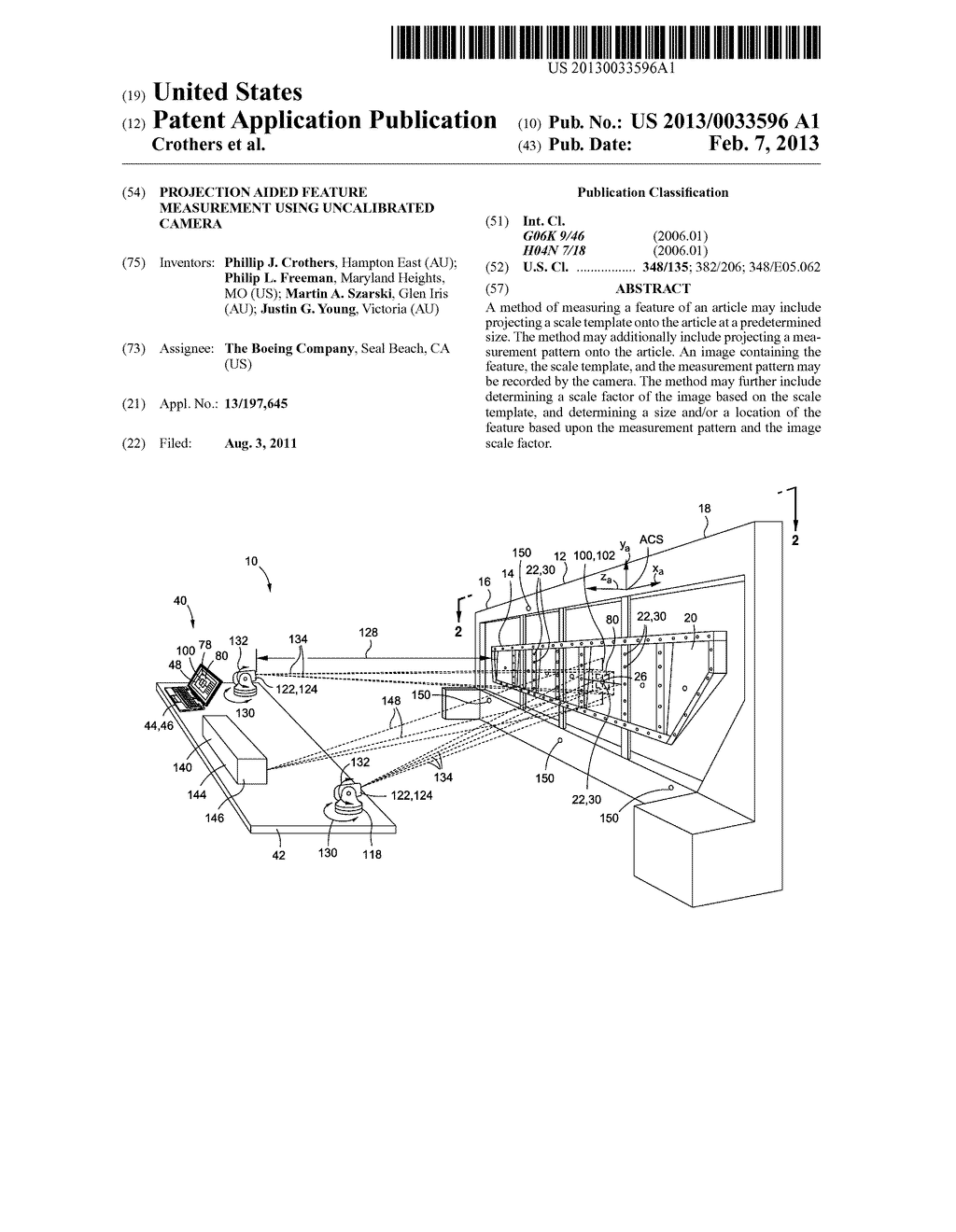 PROJECTION AIDED FEATURE MEASUREMENT USING UNCALIBRATED CAMERA - diagram, schematic, and image 01