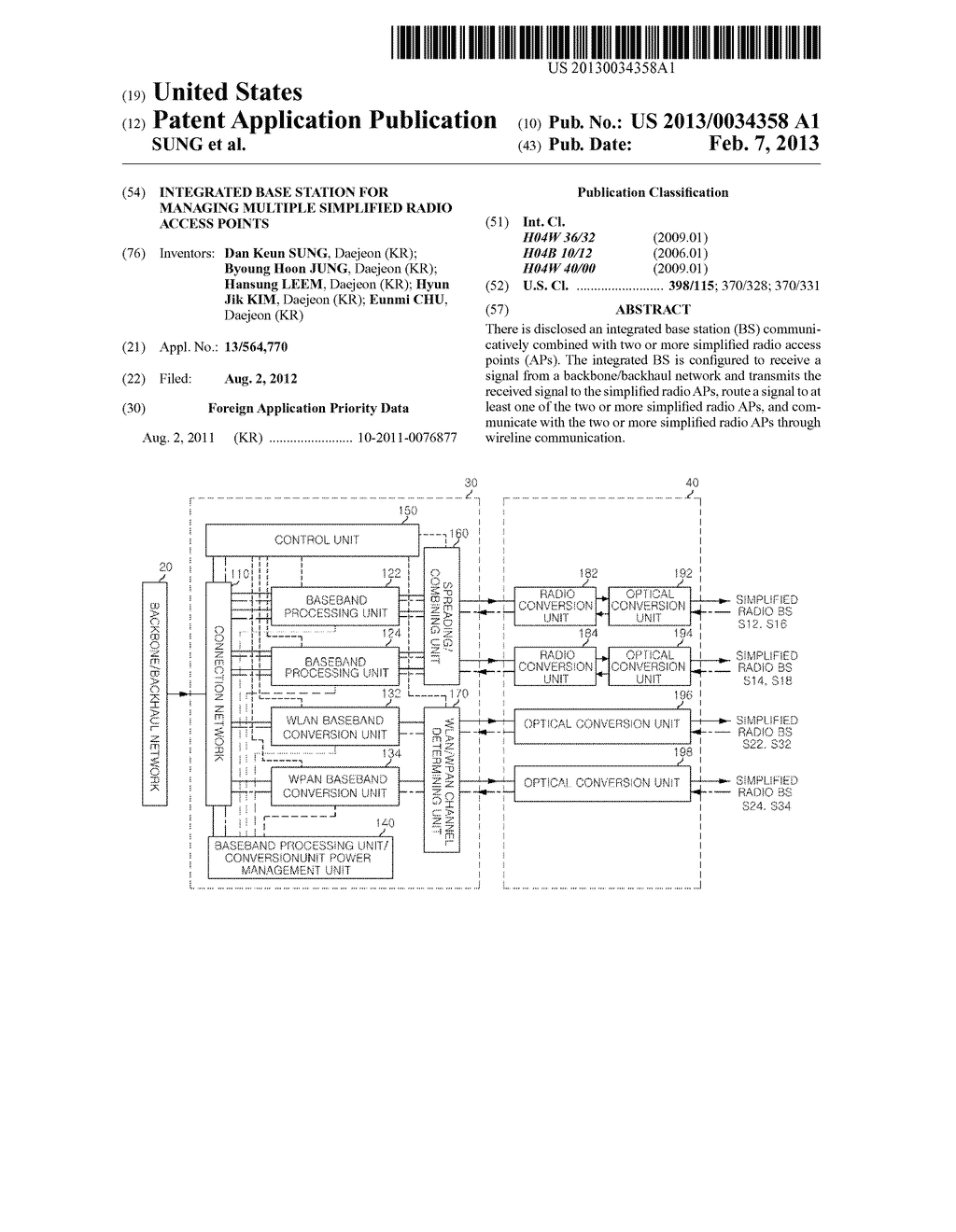 INTEGRATED BASE STATION FOR MANAGING MULTIPLE SIMPLIFIED RADIO ACCESS     POINTS - diagram, schematic, and image 01