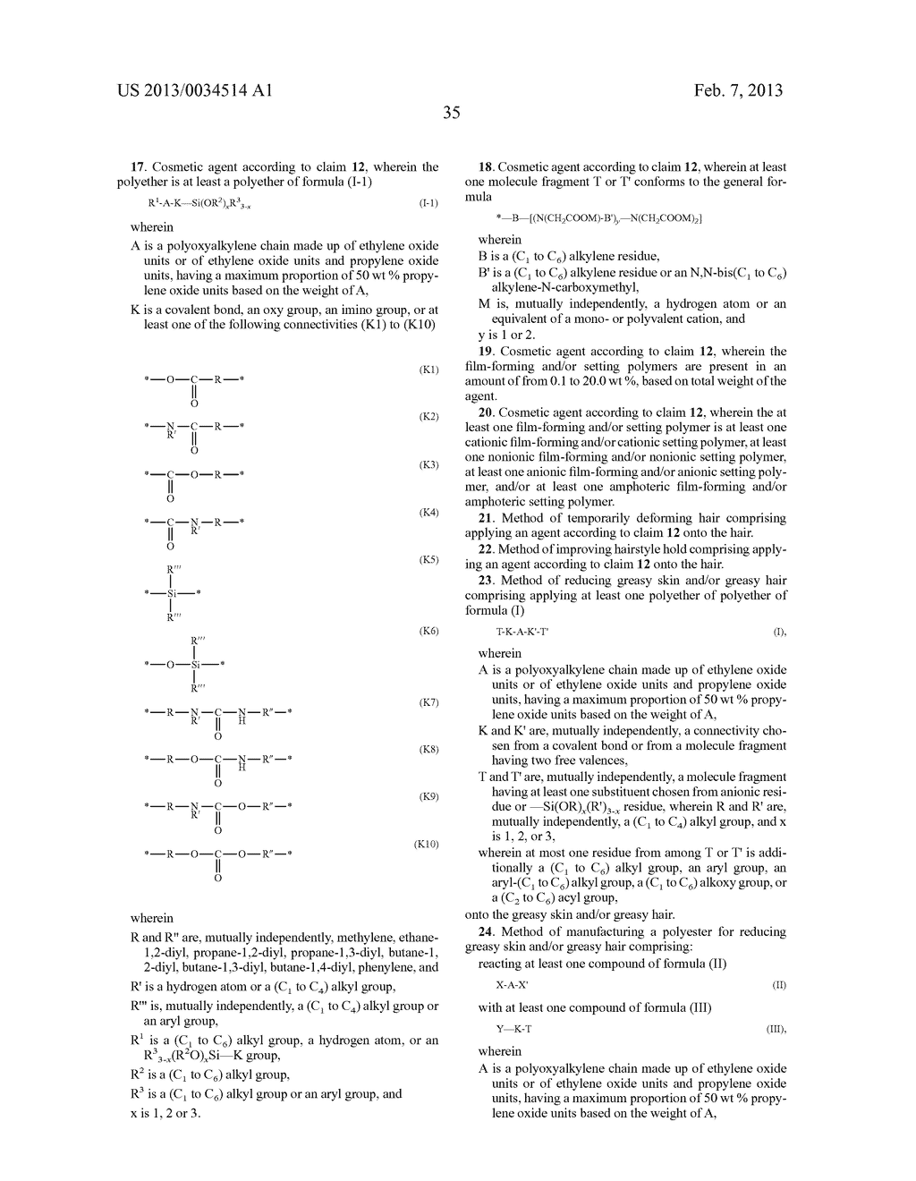 HAIR TREATMENT PRODUCTS COMPRISING SPECIFIC POLYETHERS AND HAIR-FIXING     POLYMERS - diagram, schematic, and image 36