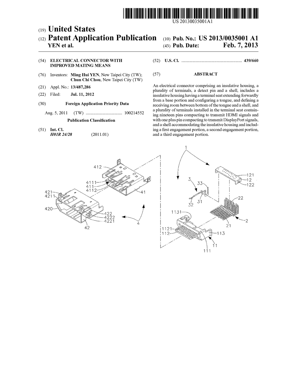 ELECTRICAL CONNECTOR WITH IMPROVED MATING MEANS - diagram, schematic, and image 01