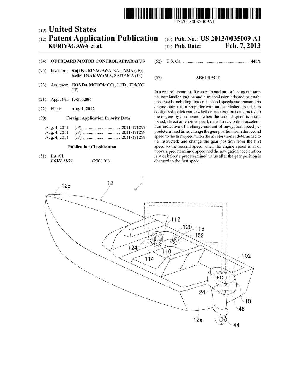 OUTBOARD MOTOR CONTROL APPARATUS - diagram, schematic, and image 01