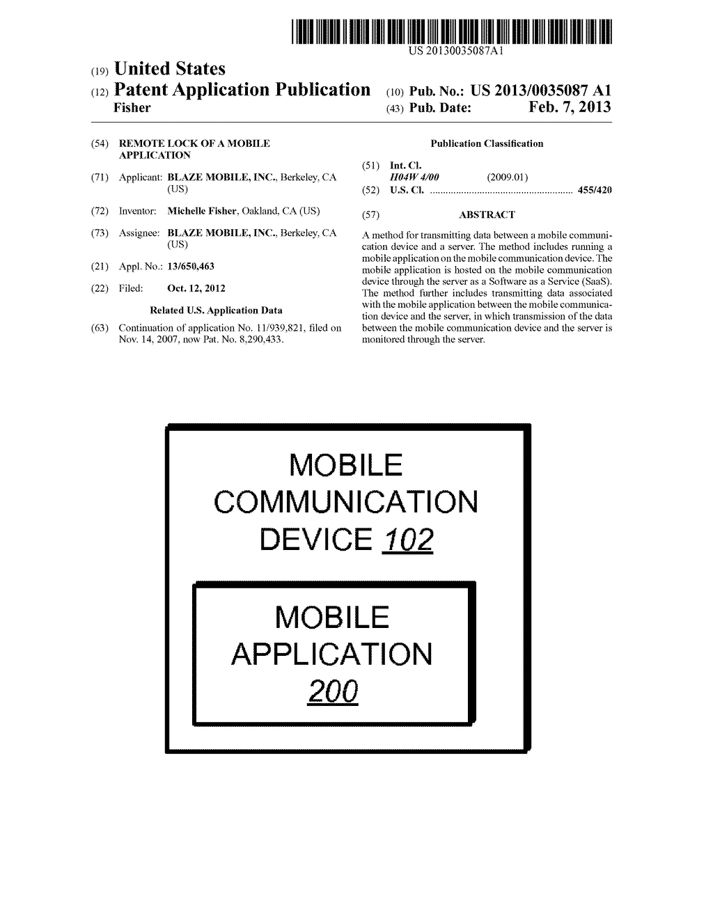 REMOTE LOCK OF A MOBILE APPLICATION - diagram, schematic, and image 01