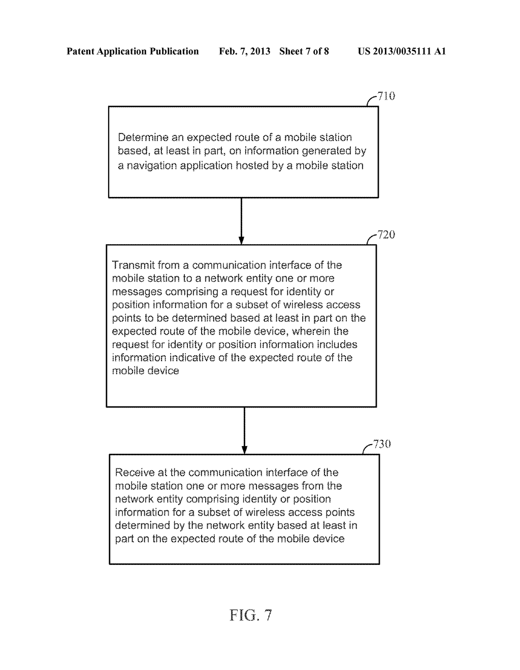 PROVIDING WIRELESS TRANSMITTER ALMANAC INFORMATION TO MOBILE DEVICE BASED     ON EXPECTED ROUTE - diagram, schematic, and image 08