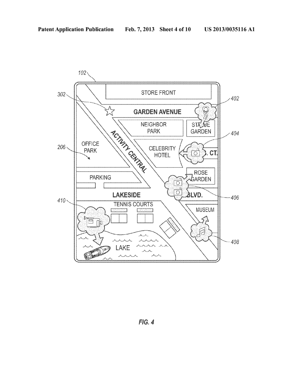 SYSTEM AND METHOD FOR DETERMINING ACTION SPOT LOCATIONS RELATIVE TO THE     LOCATION OF A MOBILE DEVICE - diagram, schematic, and image 05