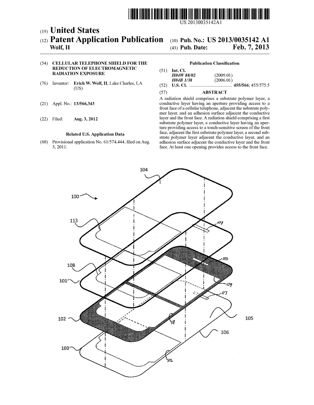 Cellular Telephone Shield for the Reduction of Electromagnetic Radiation     Exposure - diagram, schematic, and image 01