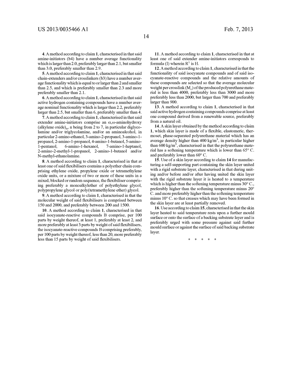 METHOD FOR PRODUCING A SKIN LAYER OF A FLEXIBLE, ELASTOMERIC, THERMOSET,     PHASE-SEPARATED POLYURETHANE MATERIAL - diagram, schematic, and image 16