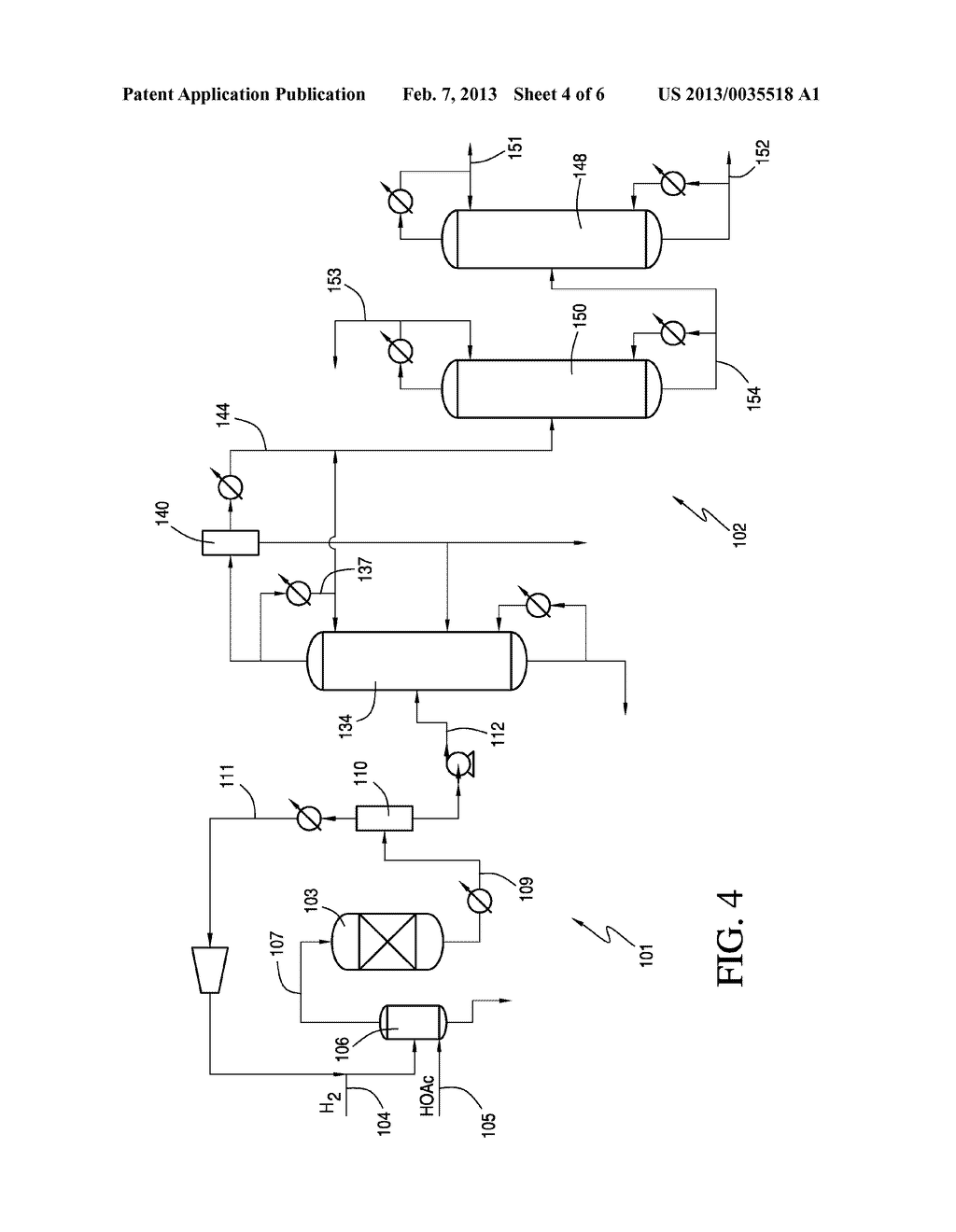 REDUCING ACETALS DURING ETHANOL SEPARATION PROCESS USING HIGH PRESSURE     DISTILLATION COLUMN - diagram, schematic, and image 05