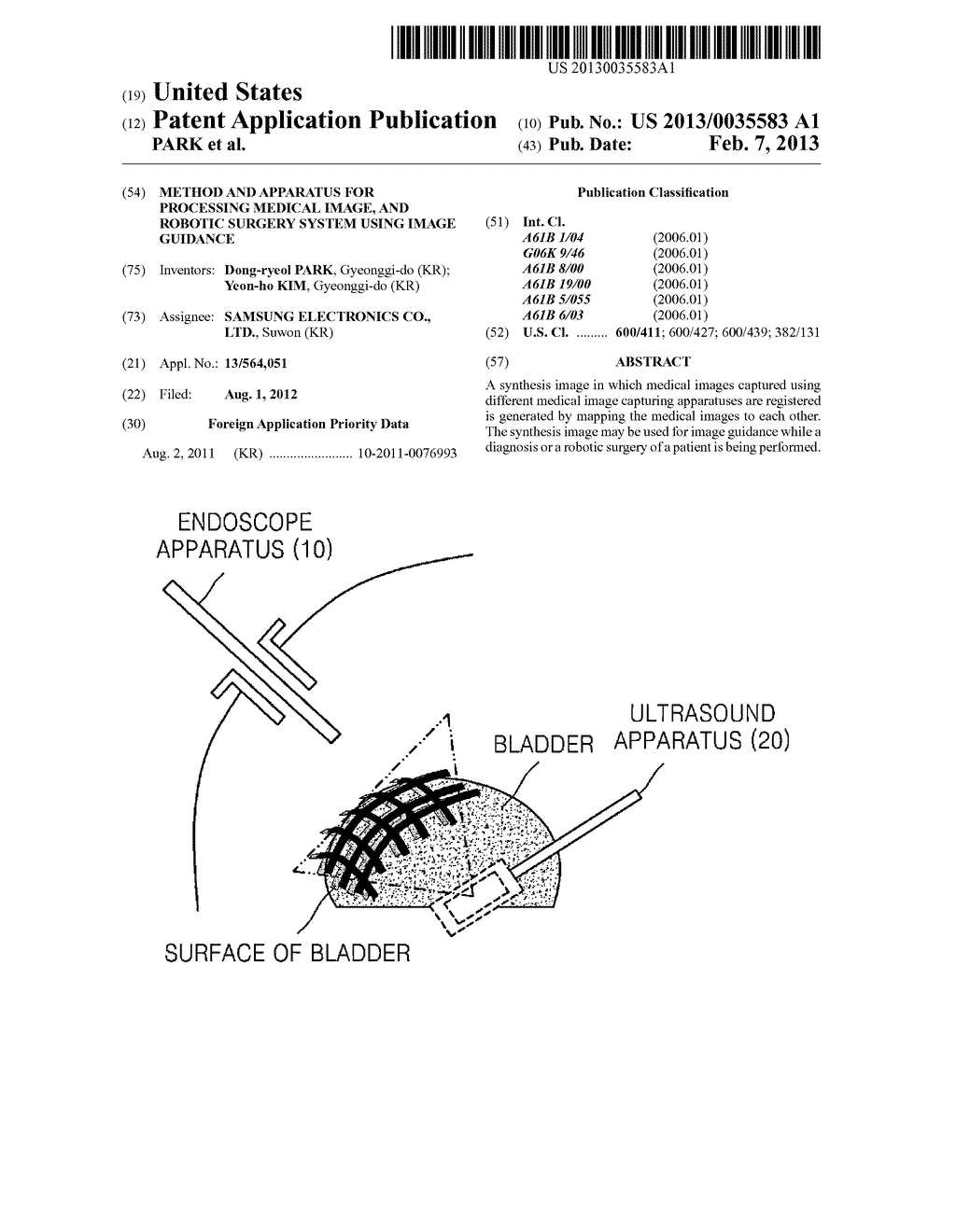 METHOD AND APPARATUS FOR PROCESSING MEDICAL IMAGE, AND ROBOTIC SURGERY     SYSTEM USING IMAGE GUIDANCE - diagram, schematic, and image 01