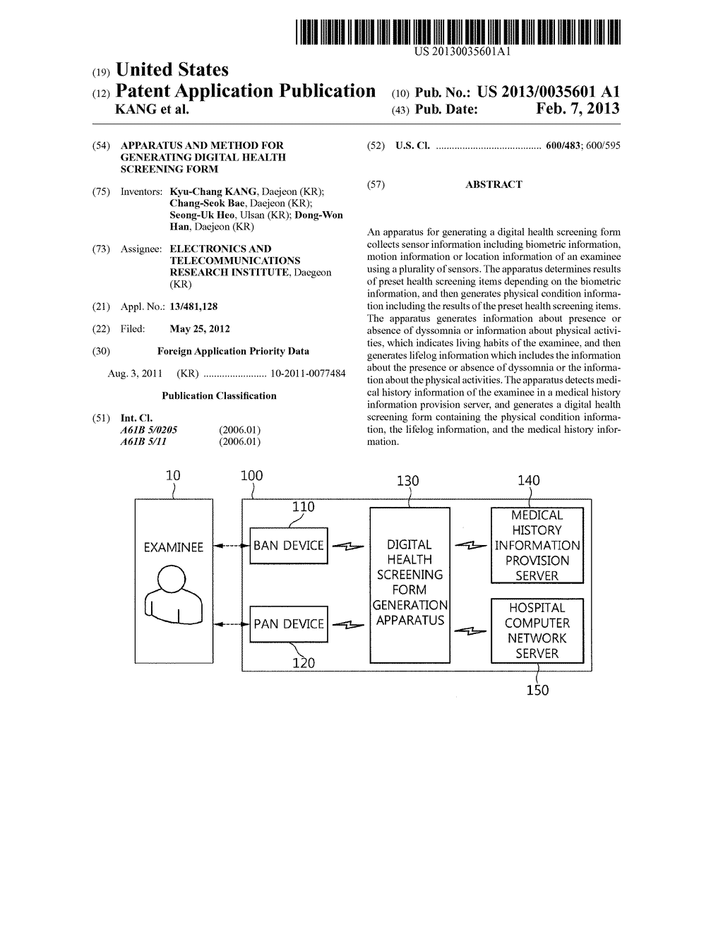 APPARATUS AND METHOD FOR GENERATING DIGITAL HEALTH SCREENING FORM - diagram, schematic, and image 01