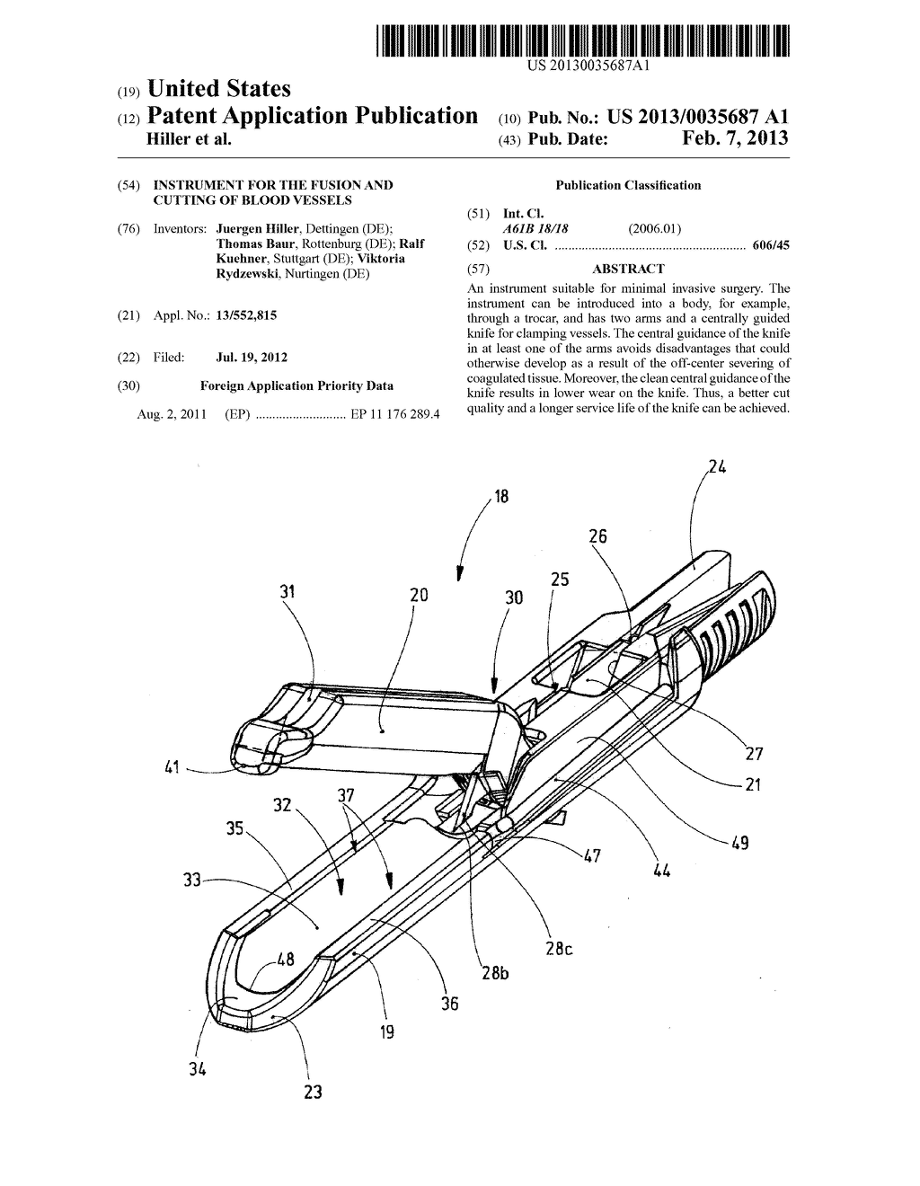 INSTRUMENT FOR THE FUSION AND CUTTING OF BLOOD VESSELS - diagram, schematic, and image 01