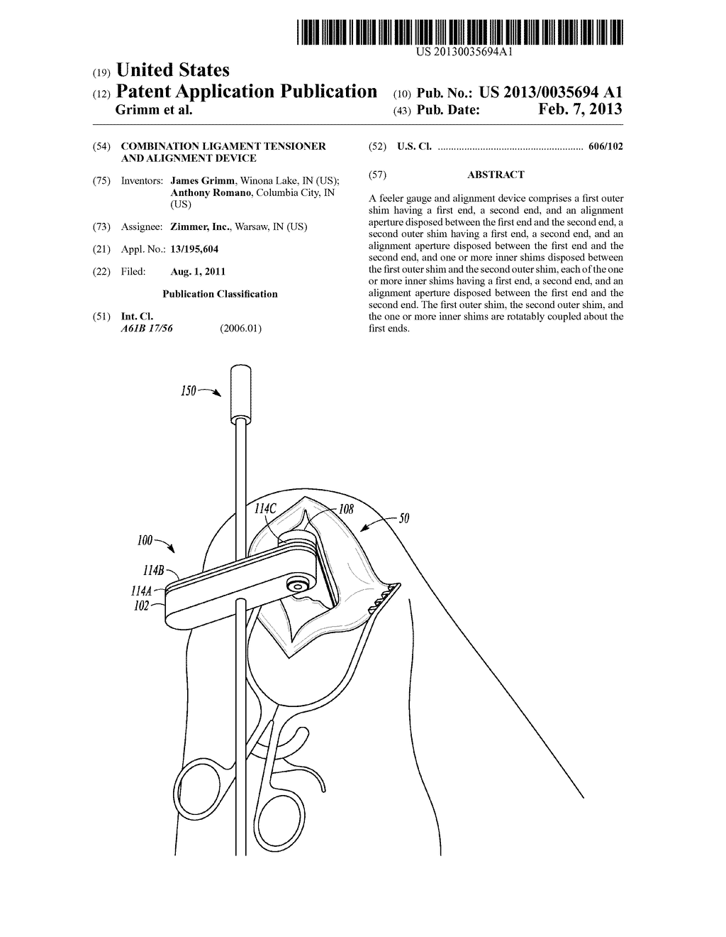 COMBINATION LIGAMENT TENSIONER AND ALIGNMENT DEVICE - diagram, schematic, and image 01