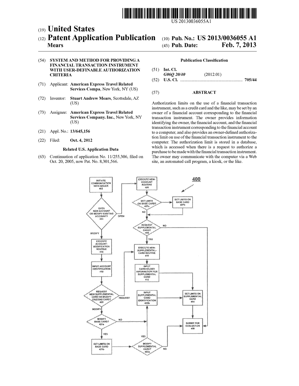 SYSTEM AND METHOD FOR PROVIDING A FINANCIAL TRANSACTION INSTRUMENT WITH     USER-DEFINABLE AUTHORIZATION CRITERIA - diagram, schematic, and image 01