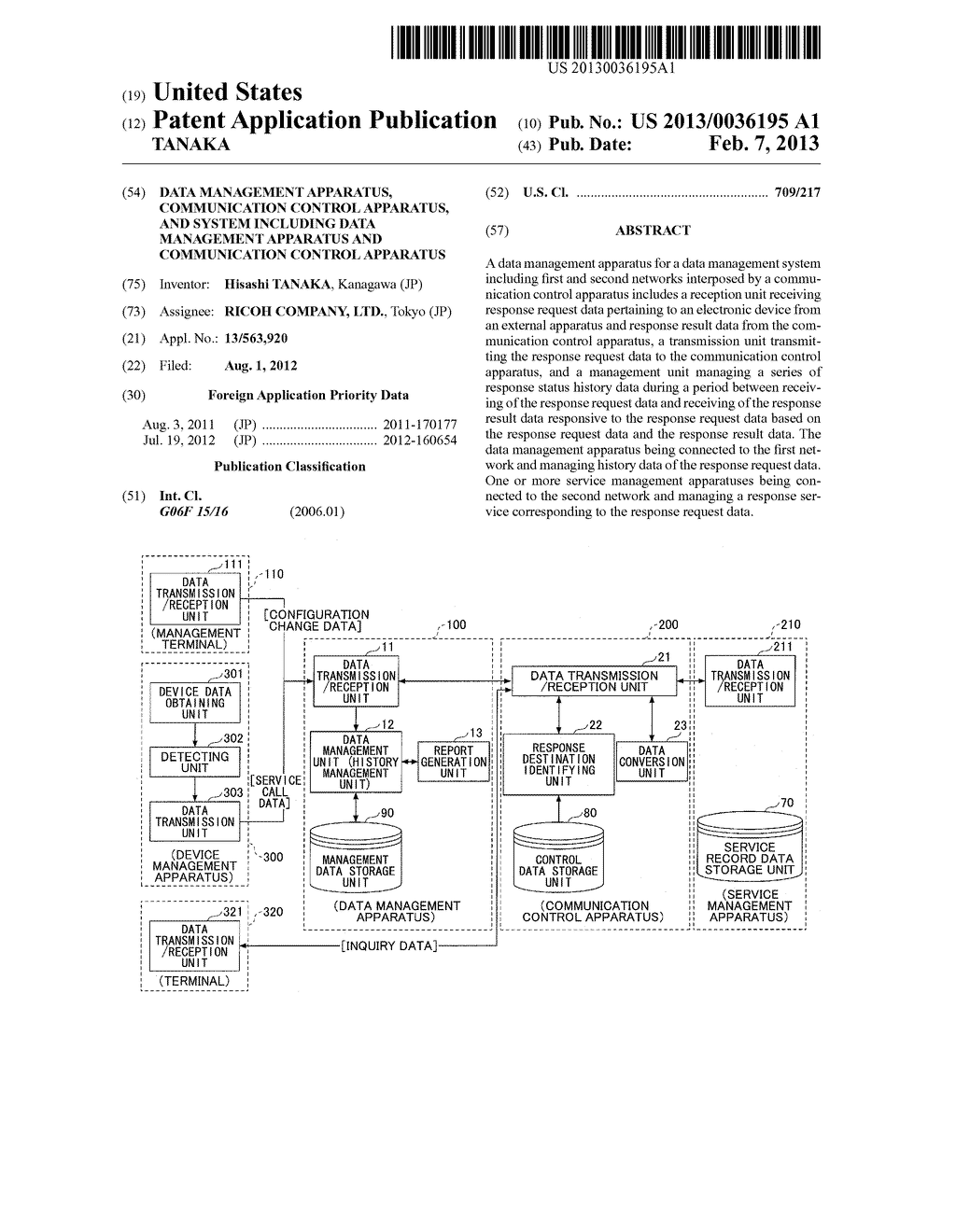 DATA MANAGEMENT APPARATUS, COMMUNICATION CONTROL APPARATUS, AND SYSTEM     INCLUDING DATA MANAGEMENT APPARATUS AND COMMUNICATION CONTROL APPARATUS - diagram, schematic, and image 01