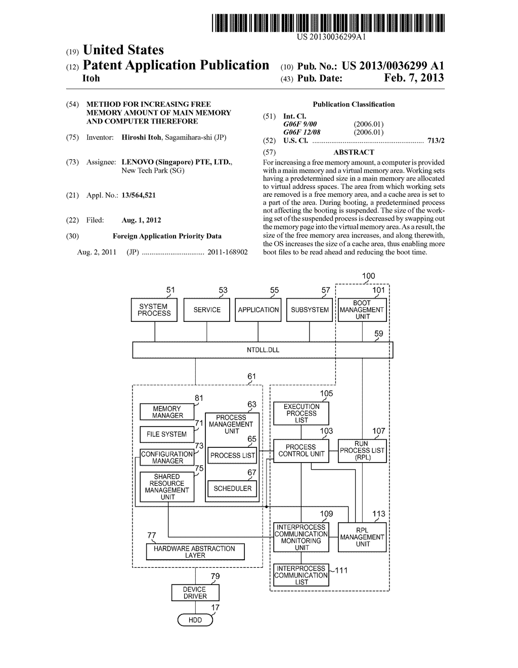 METHOD FOR INCREASING FREE MEMORY AMOUNT OF MAIN MEMORY AND COMPUTER     THEREFORE - diagram, schematic, and image 01