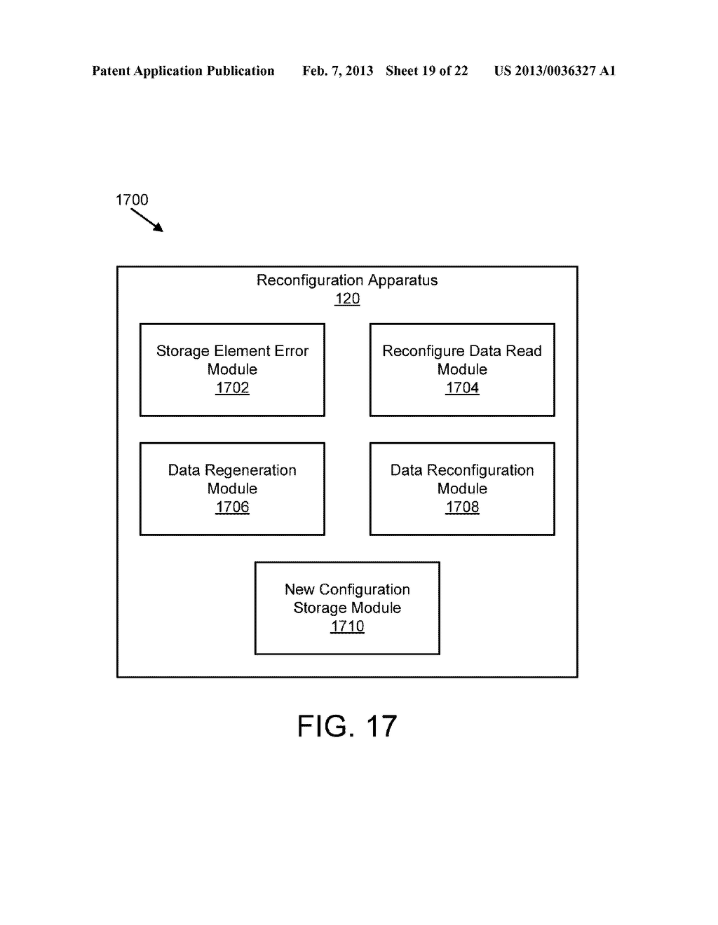 APPARATUS, SYSTEM, AND METHOD FOR RECONFIGURING AN ARRAY OF STORAGE     ELEMENTS - diagram, schematic, and image 20