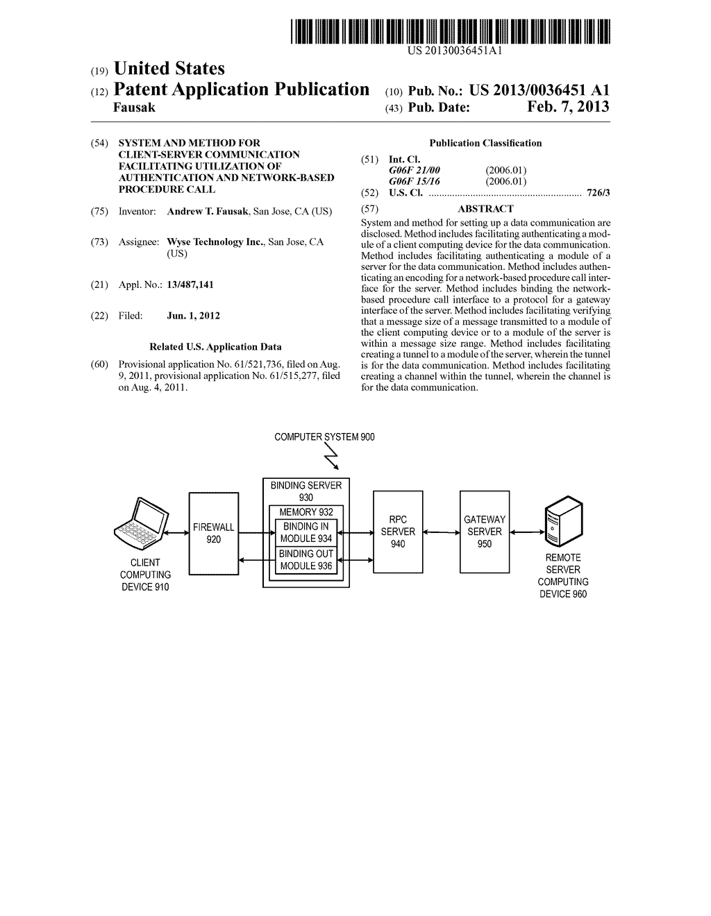 SYSTEM AND METHOD FOR CLIENT-SERVER COMMUNICATION FACILITATING UTILIZATION     OF AUTHENTICATION AND NETWORK-BASED PROCEDURE CALL - diagram, schematic, and image 01