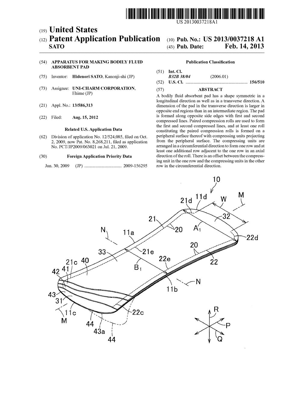 APPARATUS FOR MAKING BODILY FLUID ABSORBENT PAD - diagram, schematic, and image 01